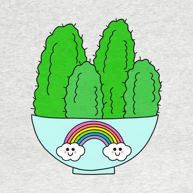 Cute Cactus Design #154: Cacti In Cute Rainbow Bowl by DreamCactus